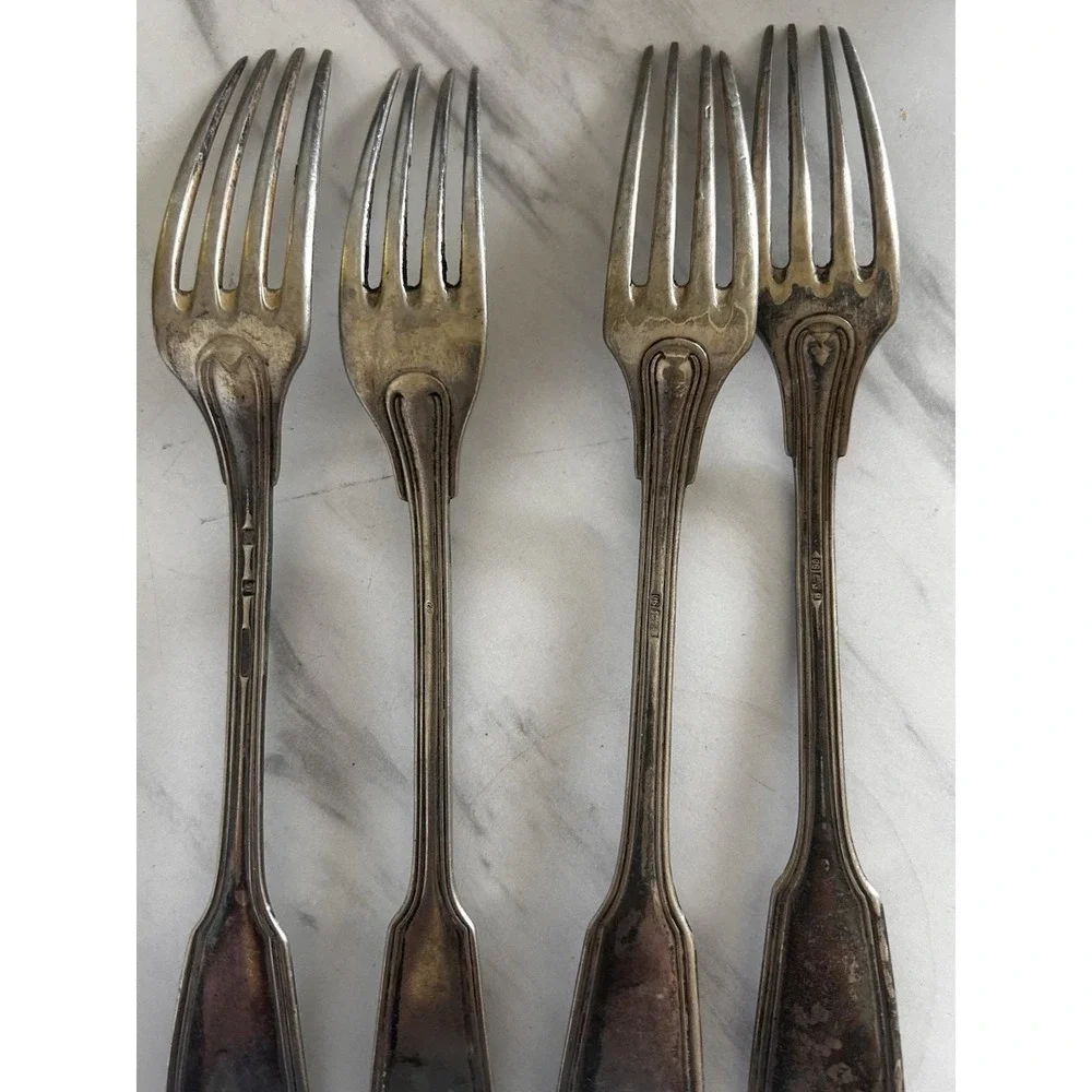 Christofle Hotel Collection Dinner Fork Silverplated France Chinon Lot of 4
